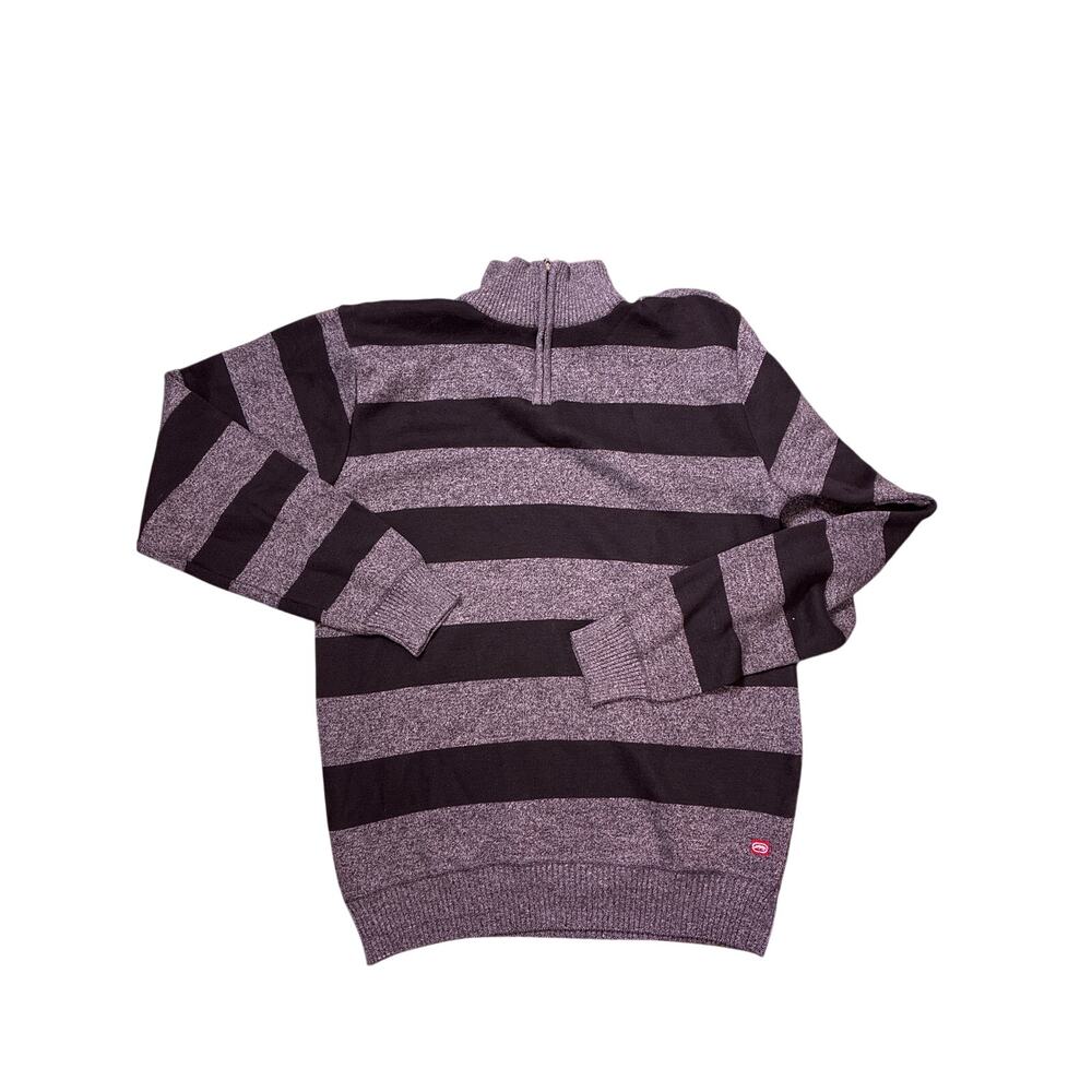 Ecko Unltd Men’s Large Quarter Zip Sweater Y2K Striped Vintage 90s 2000s